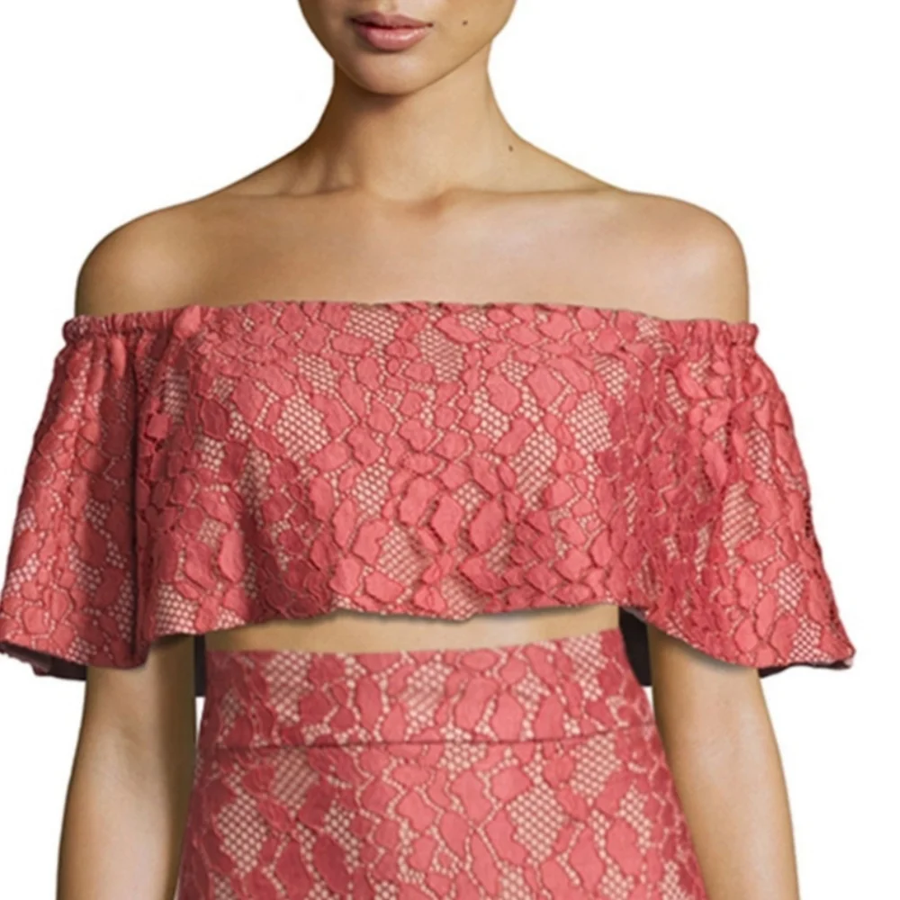 Alexis Taza Off Shoulder Lace Crop Top - Picture 1 of 9